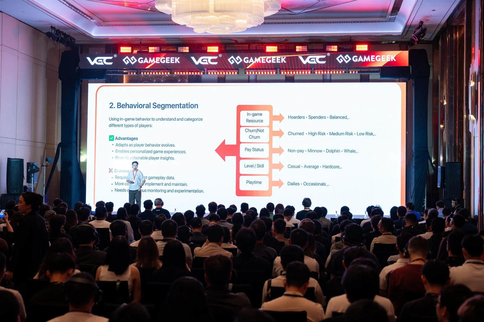 A speaker presents to game industry attendees at the VGC 2026 Build Track.